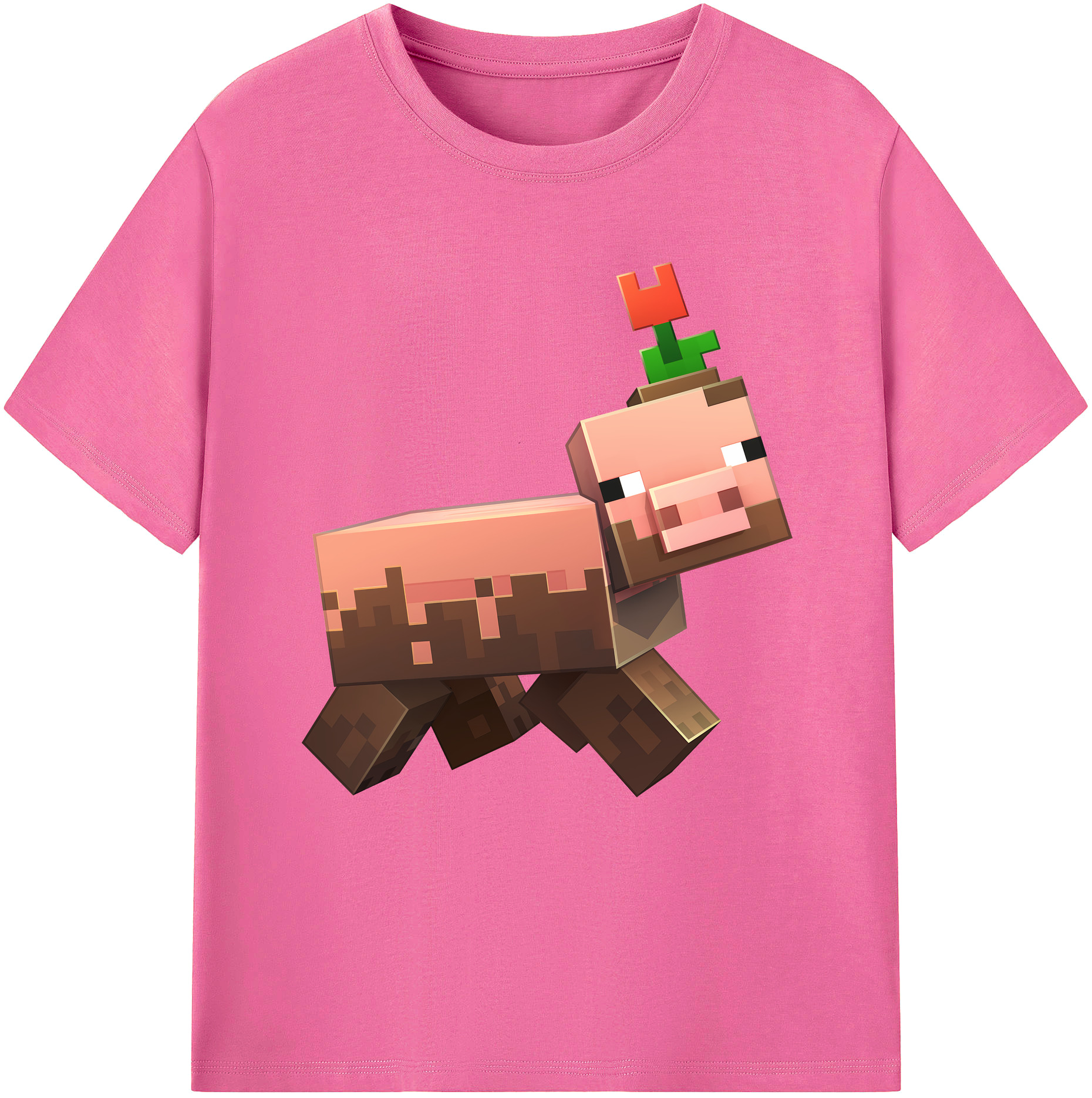 （画像用） マインクラフト ブロックの世界 Minecraft MC Block world レディースカジュアルプリントTシャツ（綿100％）